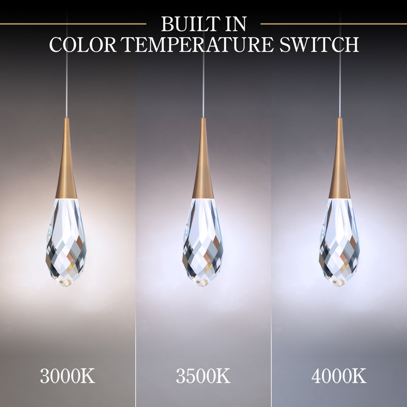 Hibiscus 3 Light Crystal LED Multi-Light Pendant, Aged Brass