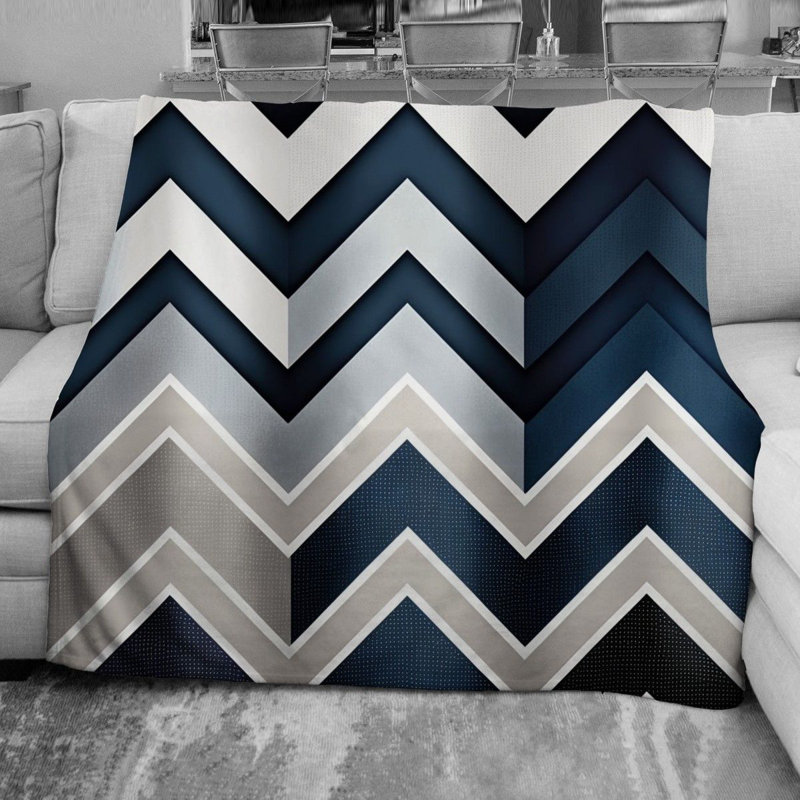 Chevron Fleece Blanket, 51" W x 60" L, Pink/Yellow