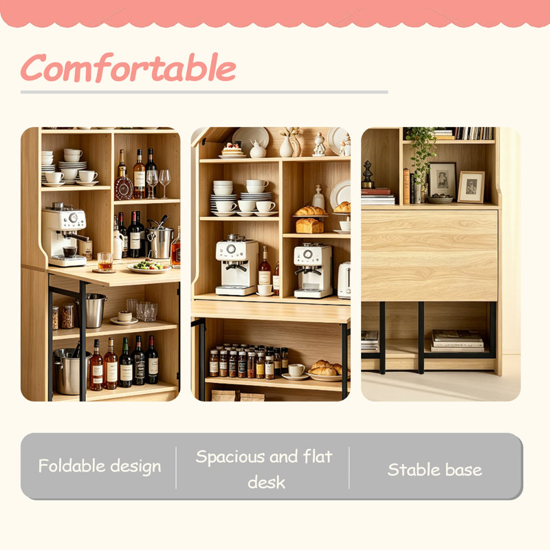 Bureau d'artisanat pliant avec tablettes de rangement, bureau convertible dissimulé en bibliothèque, bureau pliable avec rangement, bureau de disparition pour petits espaces, table de bricolage multifonctionnelle, bureau de coiffeuse