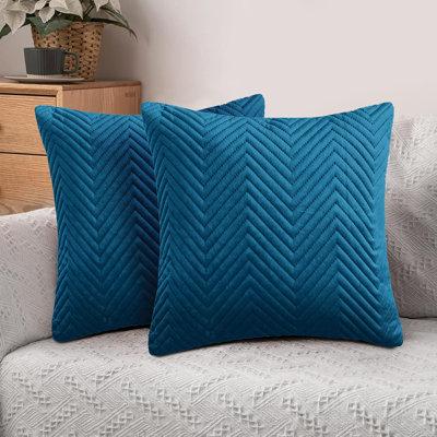 Ultra Soft Embossed Quilted Velvet Throw Cushion Covers for Sofa, Couch, & Bedroom Décor - Hidden Zipper, Machine Washable & Crushed Velvet