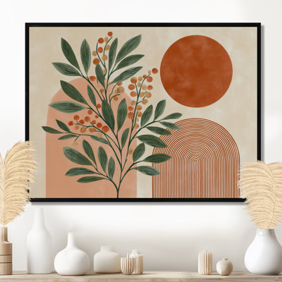 Green And Terracotta Minimalism Sage Plants - Botanicals Wall Art For Living Room, Green Botanical Canvas Print