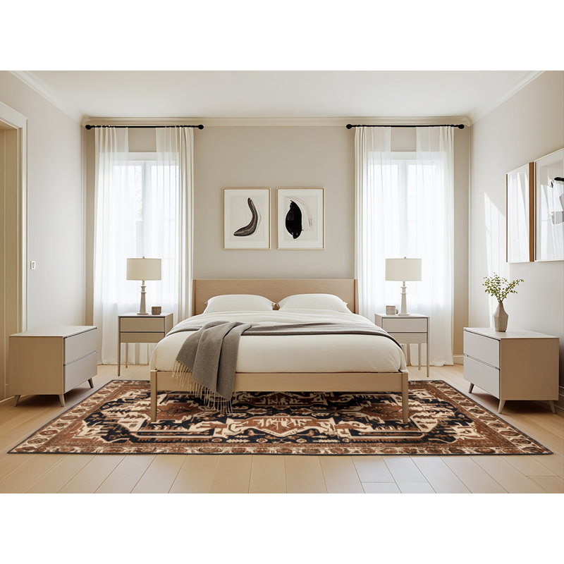 Tapis brun lavable à la machine, Rectangle de 5 pi x 8 pi
