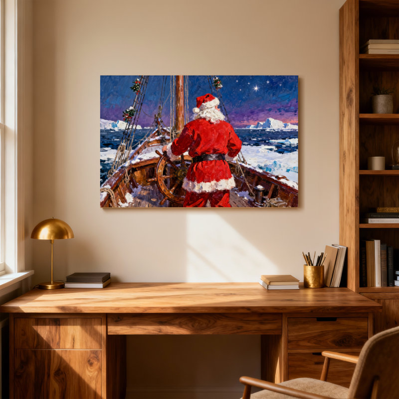 Christmas Steers de Noël à travers la nuit arctique, H 16 po x l 24 po
