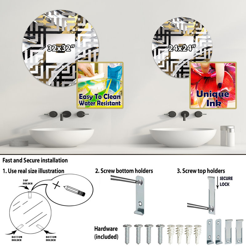 New Gold Balance V - Miroir mural carré, 23,6 po x 23,6 po