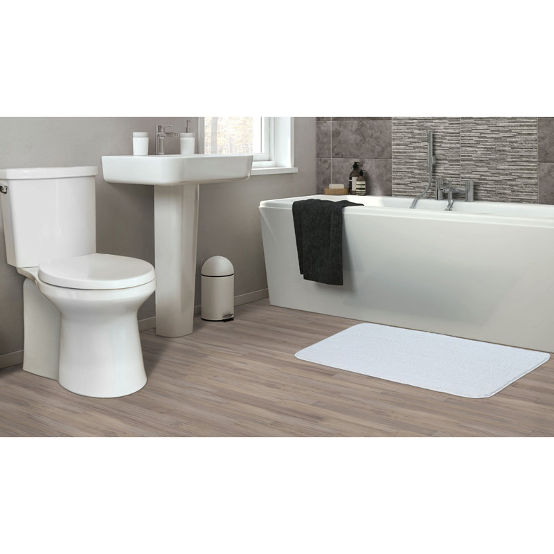 Sedona Bath Rug, Extra Soft Absorbent Plush Bath Rugs, Non-Slip, Quick Drying, Machine Washable, Plush Comfort for Bathroom Floor, Tub and Shower, 21" x 34", White
