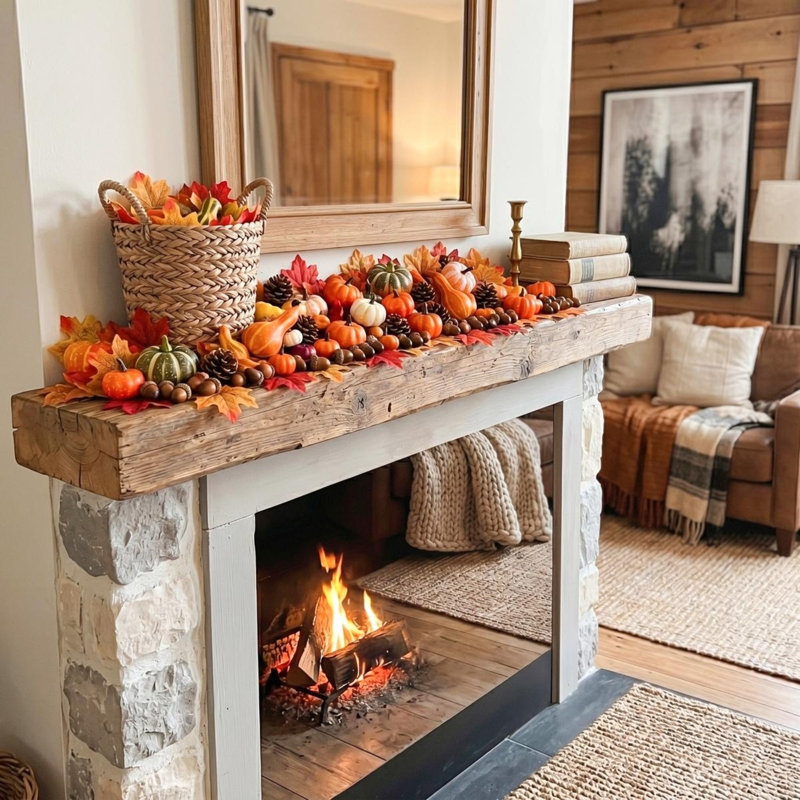 Ensemble de 166 fausses récoltes d'automne avec citrouilles assorties, courges, glands, pommes de pin et feuilles d'érable pour l'Action de grâce