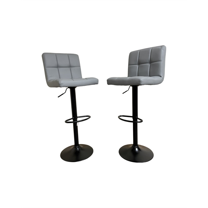 Elada Swivel Upholstered Adjustable Height Counter Stool with Metal Frame, Grey