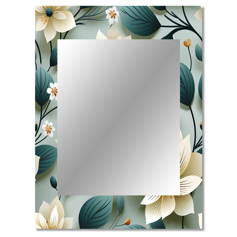 Motif floral bleu sarcelle et ivoire Anyelis, 40 po x 30 po