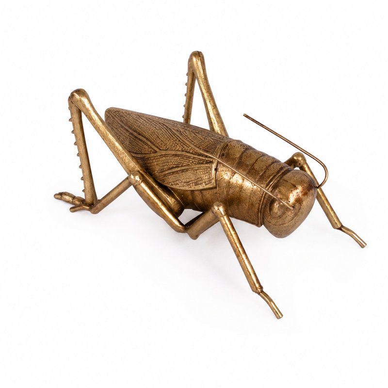 Aurelian Gold Resin Grasshopper Sculpture