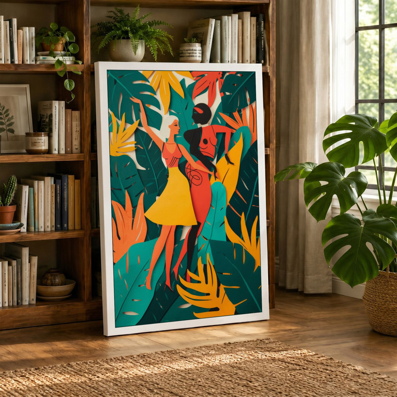 Dancing in Tropics Tropical - Wrapped Canvas, 30x20 - 76.2 x 50.8 cm, Sage Border