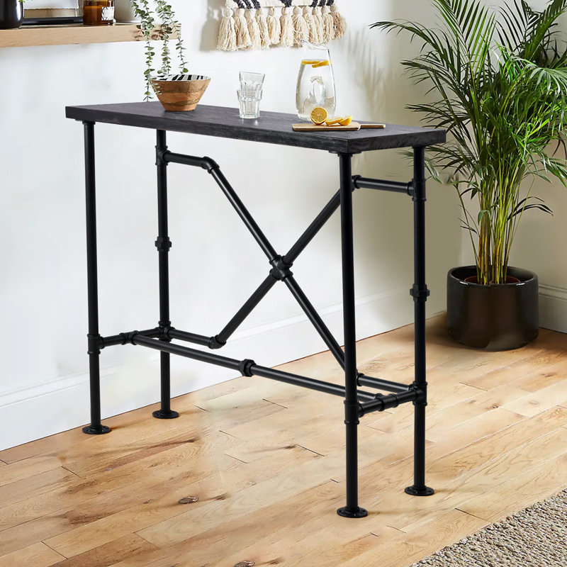 47.24'' Solid Wood Top Console Table, Dark Brown