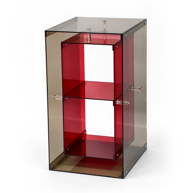 Clear Acrylic Cube Table Small Space Sofa Corner Bedside Shelf and Display Stand