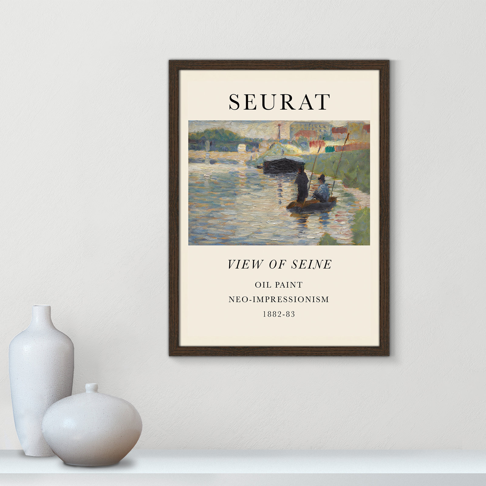 View Of Seine by Georges Seurat, No, Walnut Single Picture Frame, 23" H x 17" W x 0.75" D