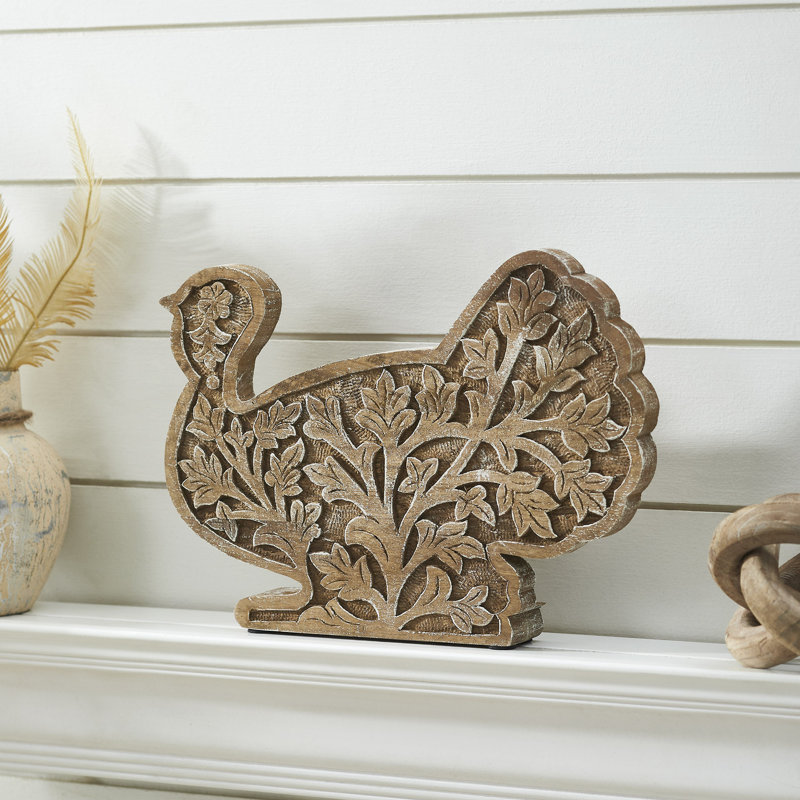 Dinde en bois sculpté 10x14x2