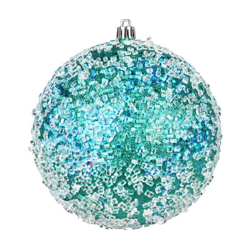 Ornement boule scintillante, Bleu sarcelle, H 10 po x l 10 po x P 10 po, 1