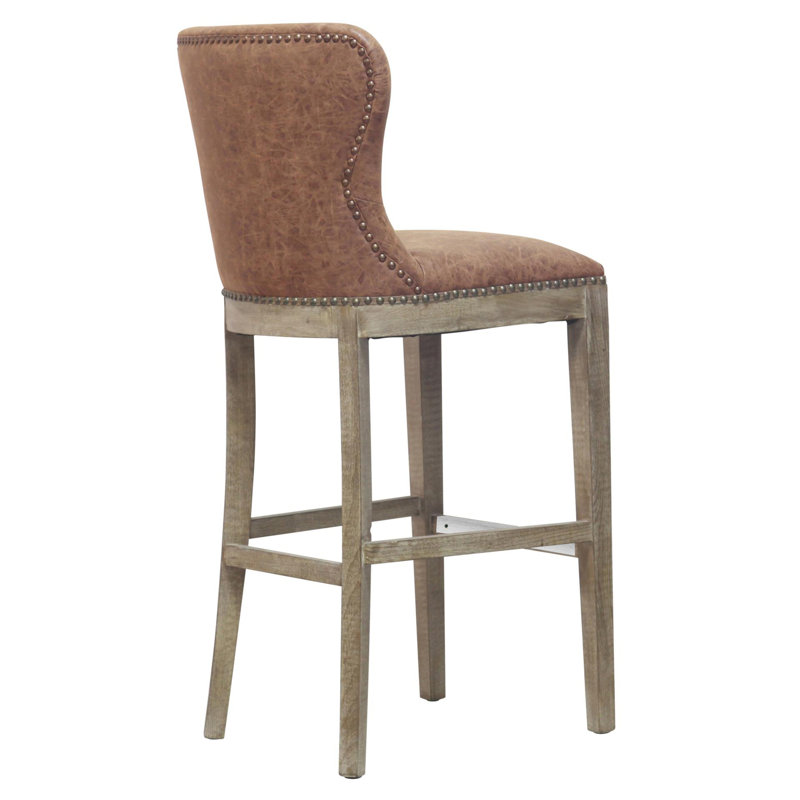 Grantham Upholstered Counter Stool, Counter Stool (26” Seat Height), Nubuck Chocolate faux leather