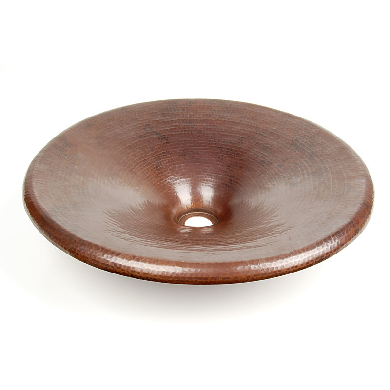 D'Vontz Copper Bathroom Sinks 17'' Metal Circular Bathroom Sink, Dark Smoke Copper