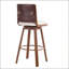 Set of 2 Swivel Bar Stools with Walnut Frame and Beige Seat