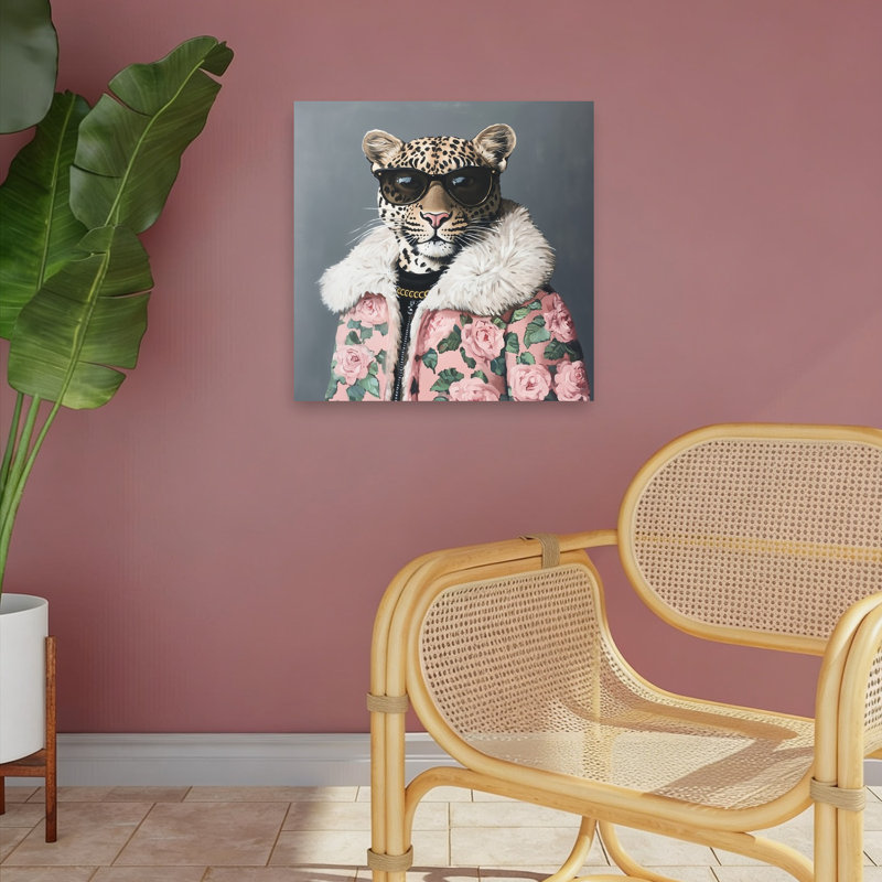 «Leopard Chic», art mural contemporain, H 18 po x l 18 po