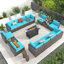 Ensemble de conversation modulaire en osier pour 12 personnes avec table de foyer Wallie-130524243-130524246