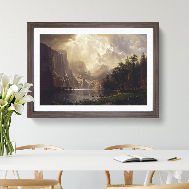 Among the Sierra Nevada by Albert Bierstadt - Picture Frame Graphic Art, Walnut Framed, 36cm H x 48cm W x 2cm D