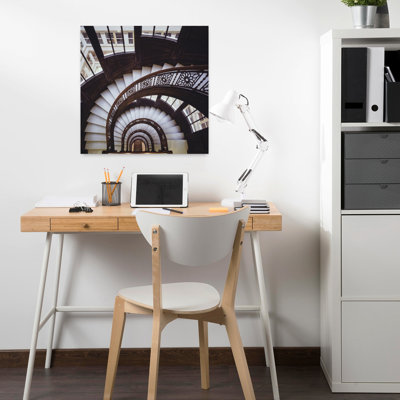 High Angle View Of A Spiral Staircase Rookery Chicago Cook County Illinois USA by Ron Schramm - Wrapped Canvas Print