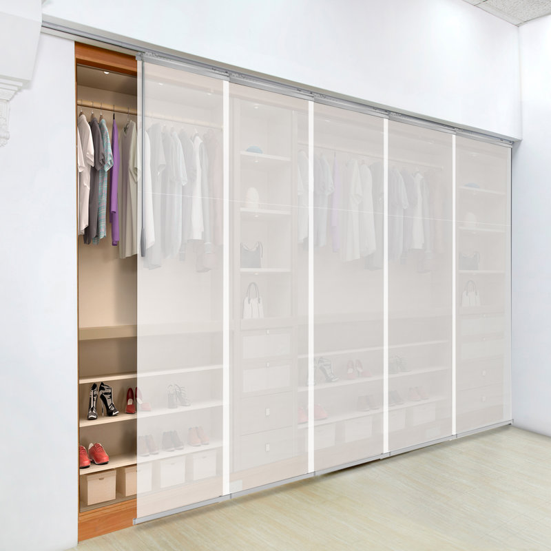 Semi-Sheer Winter 5-Panel Single Rail Panel Track Extendable 58"-110"W x 94"H, Panel width 23.5"