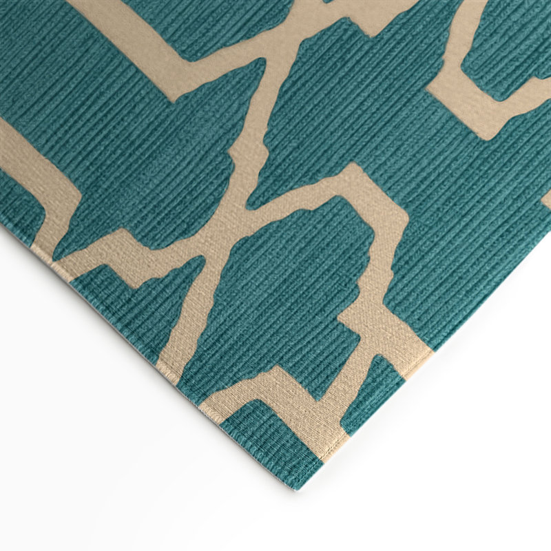 Tapis bleu intérieur et extérieur Trellis, Rectangle 5 pi x 7 pi