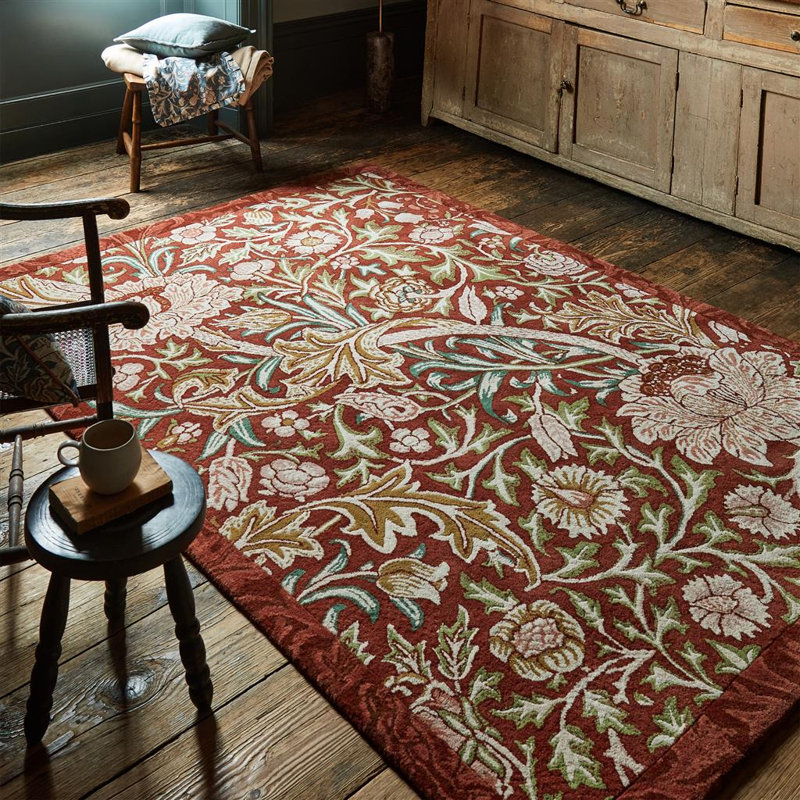 Wool Floral Area Rug, Rectangle 5'7" x 7'10"