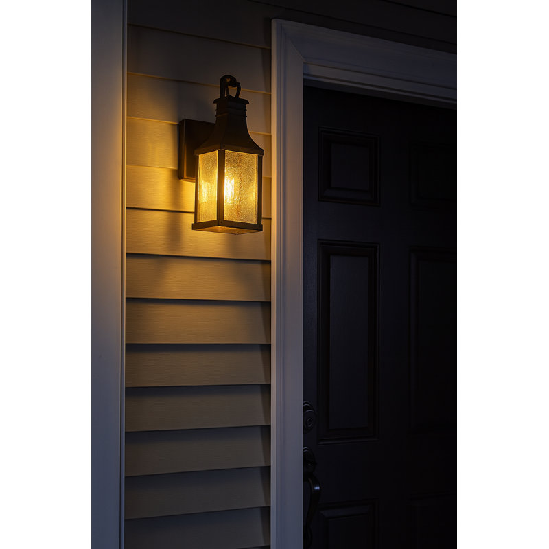 Lanterne murale d'extérieur en verre bullé H 18 po Beacon Hill, Blackened Copper
