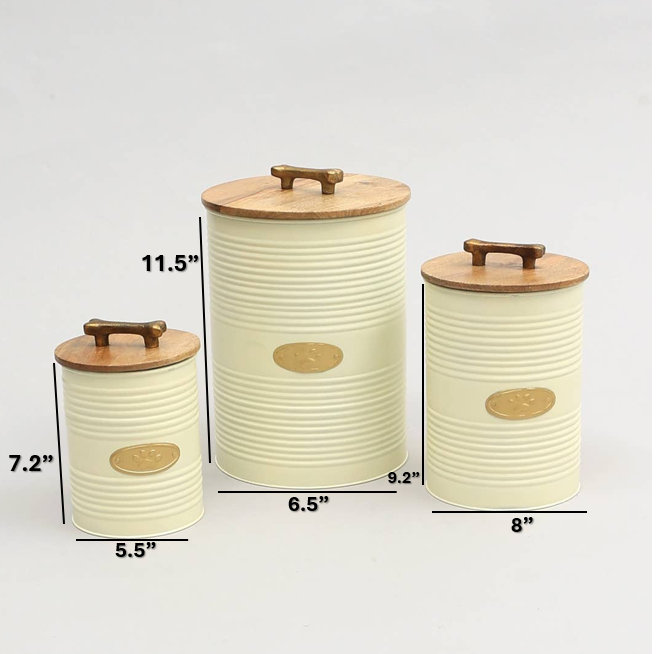 Ensemble de 3 boîtes de rangement pour animaux de compagnie | Contenants hermétiques pour aliments secs pour animaux