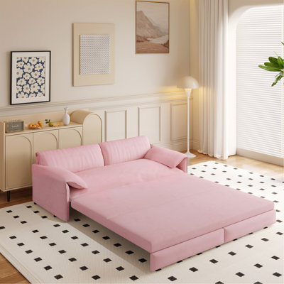 Grand canapé-lit 66 po, canapé-lit convertible 3-en-1 avec rangement latéral, causeuse multifonctionnelle en velours pour le salon, la chambre à coucher, un appartement, un bureau