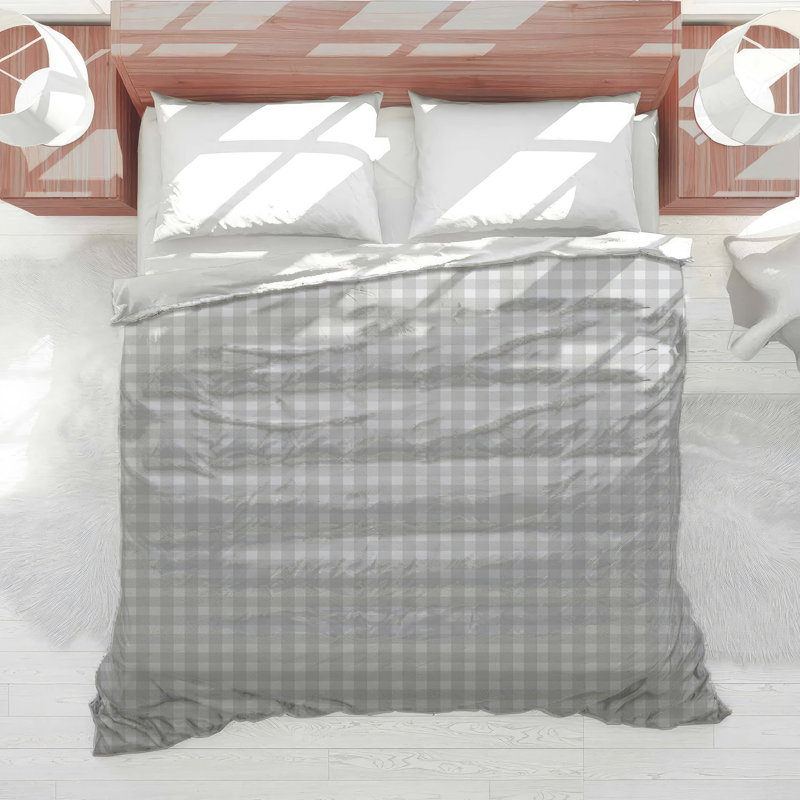Gray Gingham Checkered Comforter, Twin