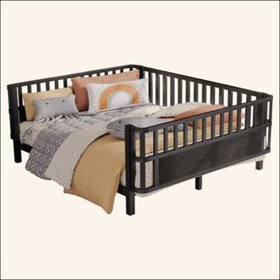 Metal Platform Bed for Kids, Metal Low Profile Full Bed with Rails for Girls and Boys