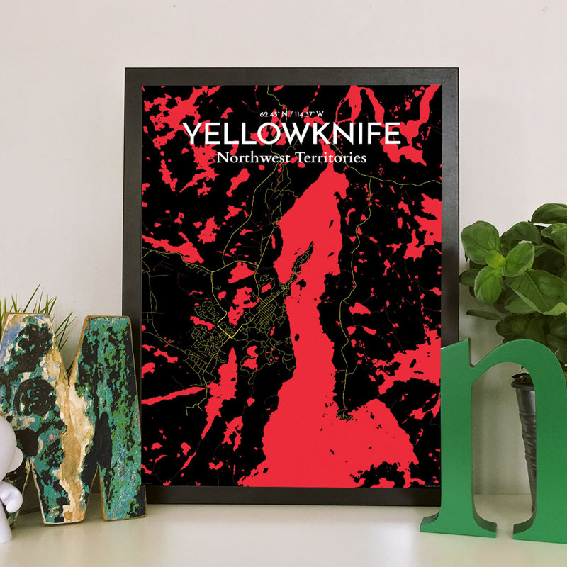 Yellowknife City Map - No Frame Print, 50.8cm H x 40.6cm W x 0.13cm D