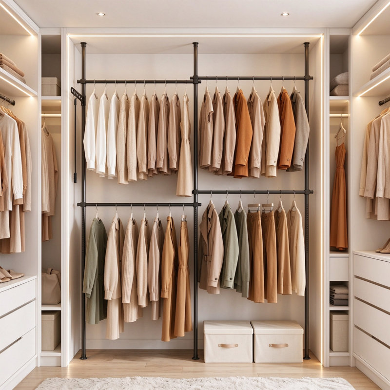 244 cm Wall Mounted Clothes Rack