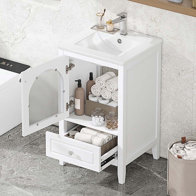 Meuble-lavabo de 20 po avec lavabo, Blanc