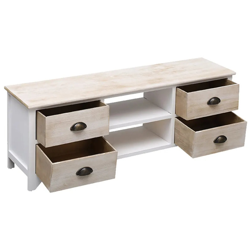 Dalaigh Unfinished TV Stand, White/Brown