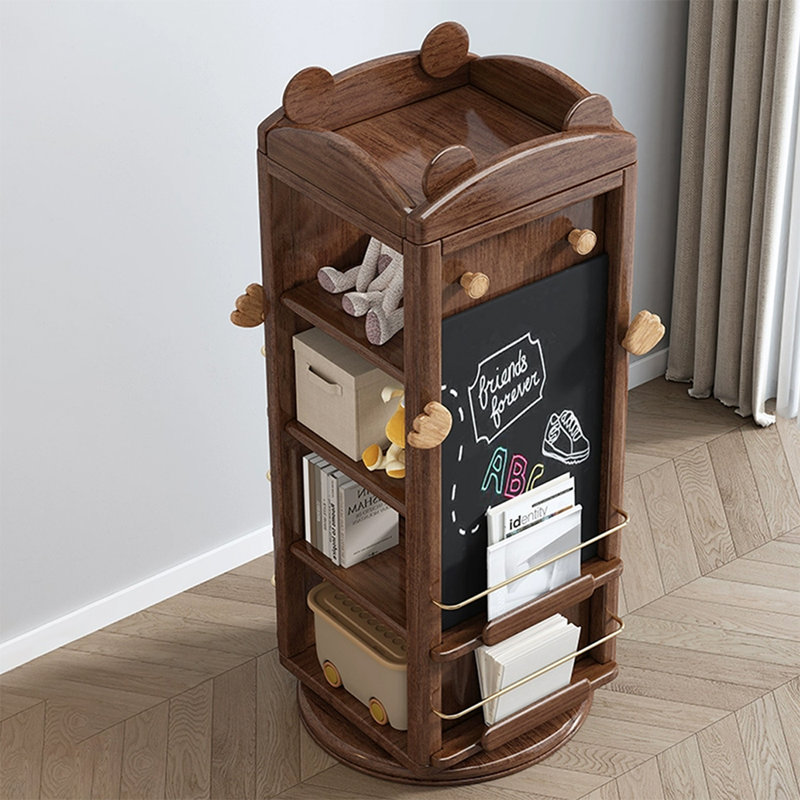 Nut-Brown Modern Solid wood rotating bookshelf