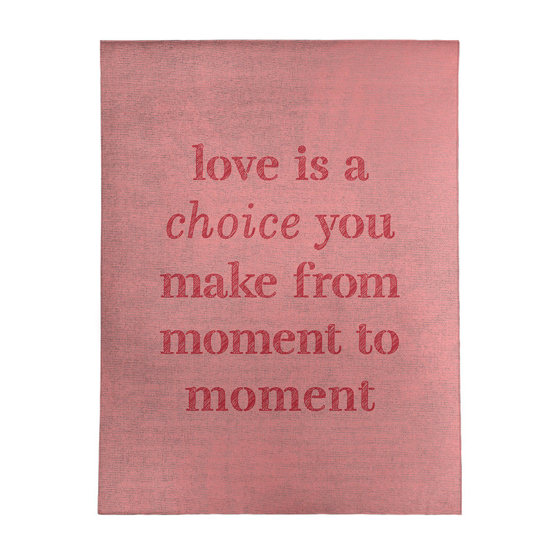 Tapis en chenille en polyester «Love Is A Choice» Quotes, Rectangle 5 pi x 7 pi