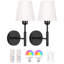 Ensemble de deux appliques murales rechargeables sans fil à piles avec télécommande, avec 5 ampoules à intensité variable détachables-522399104-523293573