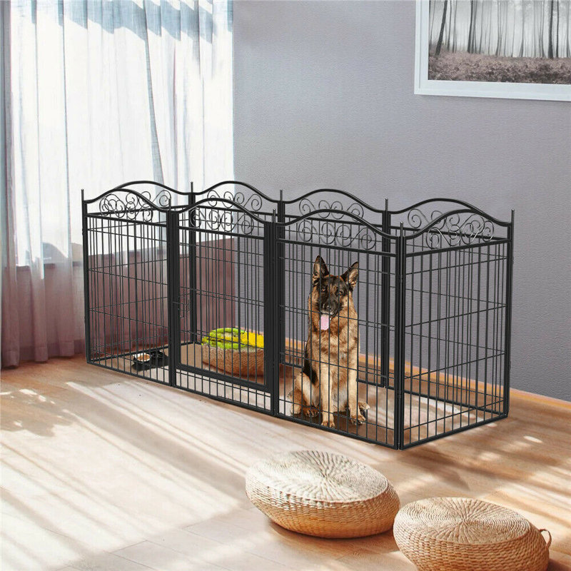 Lariat Panel Metal Exercise Pen With Door (Set of 8)