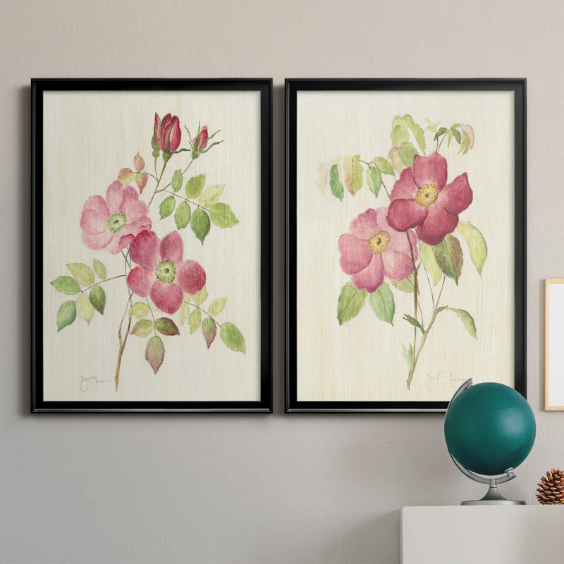 «Dusty Rose I», ensemble de 2 peintures sur toiles, Black Framed Canvas, H 30,5 po x l 42,5 po x P 3 po