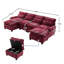 Canapé modulaire en U de 106 po, canapé-lit en chenille à 4 places avec méridienne, chenille douce et respirante, bois massif, + type-c, repose-pieds de rangement amovible pour le salon, canapé en nuage, tissu, bois