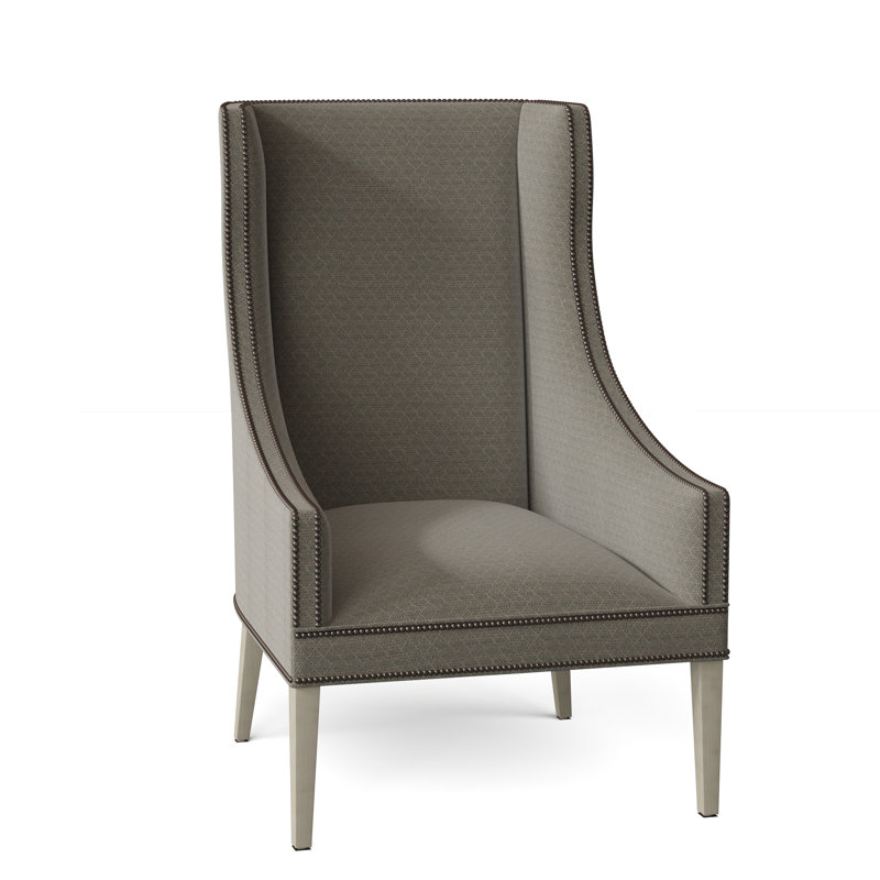 Fauteuil à oreilles 28,25 po Frances, Laiton brillant, 9953 polyester saule, Noisette