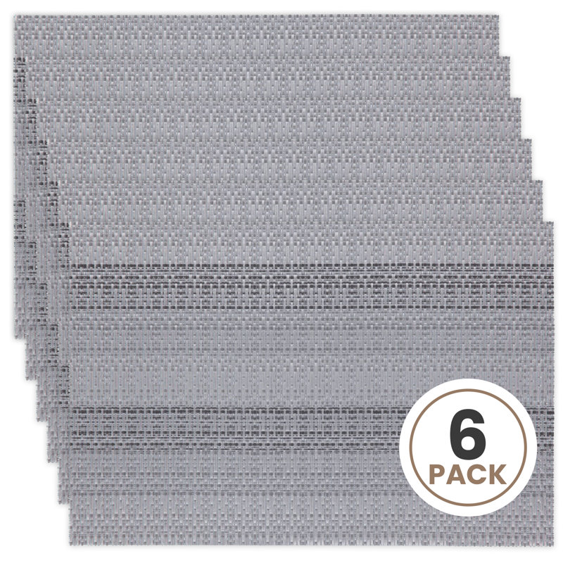 Ensemble de 6 napperons résistants à la chaleur de 12 po x 18 po Placemats, Argent argent