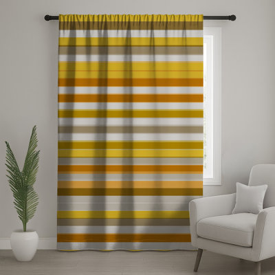 Yellow Stripes Window Curtains, Pattern Sheer & Blockout Curtains - 1 Panel