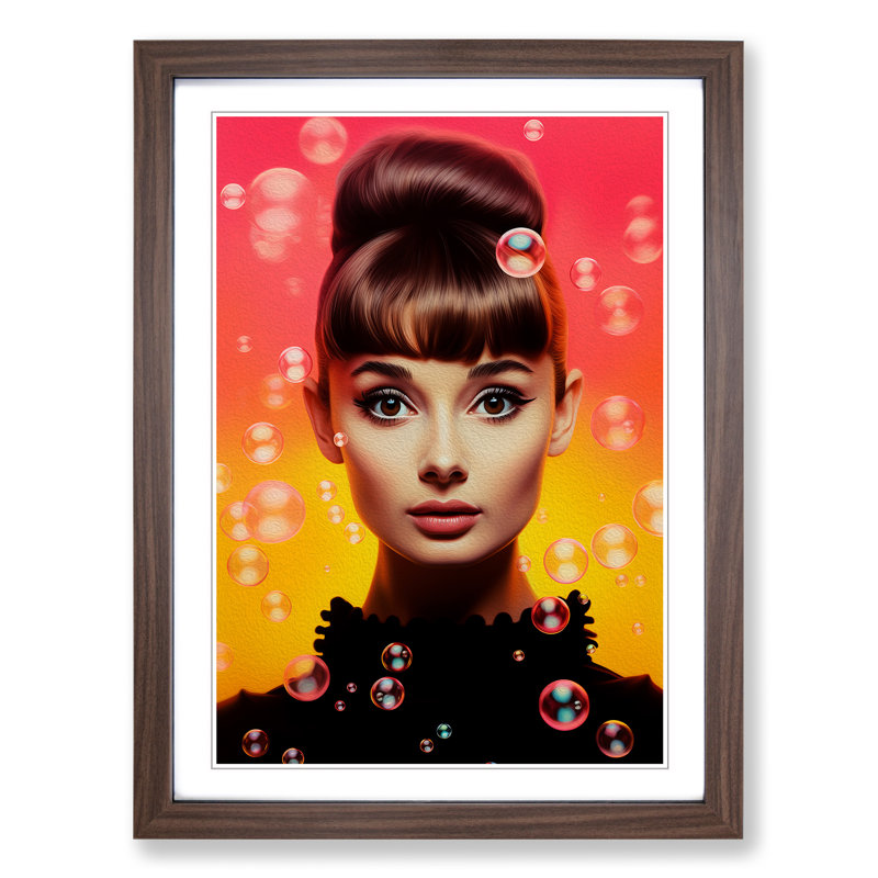 Single Picture Frame Print on Wood, 64cm H x 46cm W, Walnut Framed