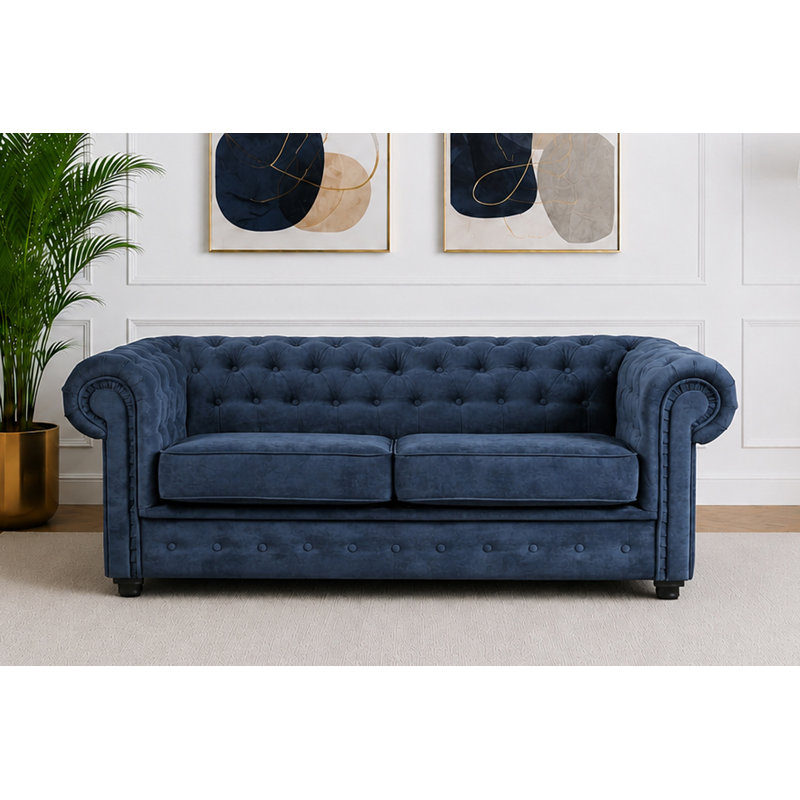 Allegra 3 Seater Chesterfield Sofa Bed, 2, Navy Blue