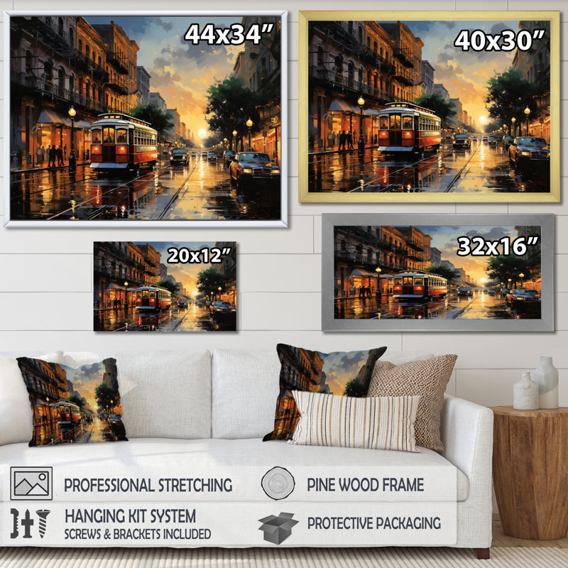 «New Orleans Cityscape Comes Alive At Night I - New Orleans», reproduction sur toile encadrée, H 24 po x l 32 po x P 1 po